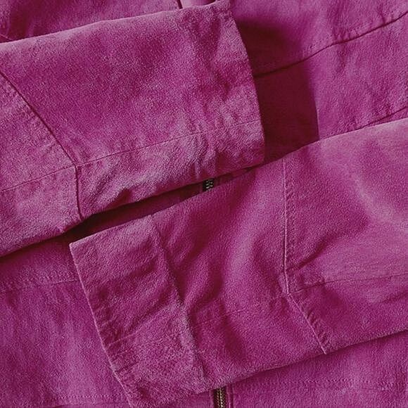 Guillaume magenta suede collarless V-neck zip front jacket - Picture 15 of 16